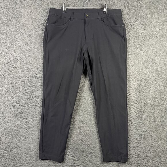 Lululemon Pants Mens 34x27 Black ABC Slim Fit Stretch Warpstreme Chino 5 Pocket - Picture 1 of 13